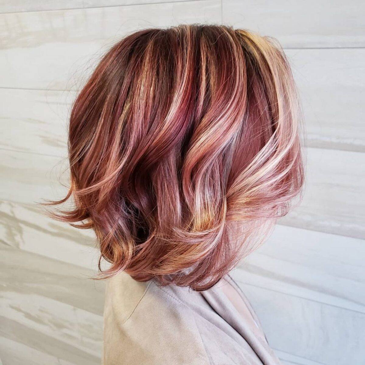 red hair with light blonde highlights