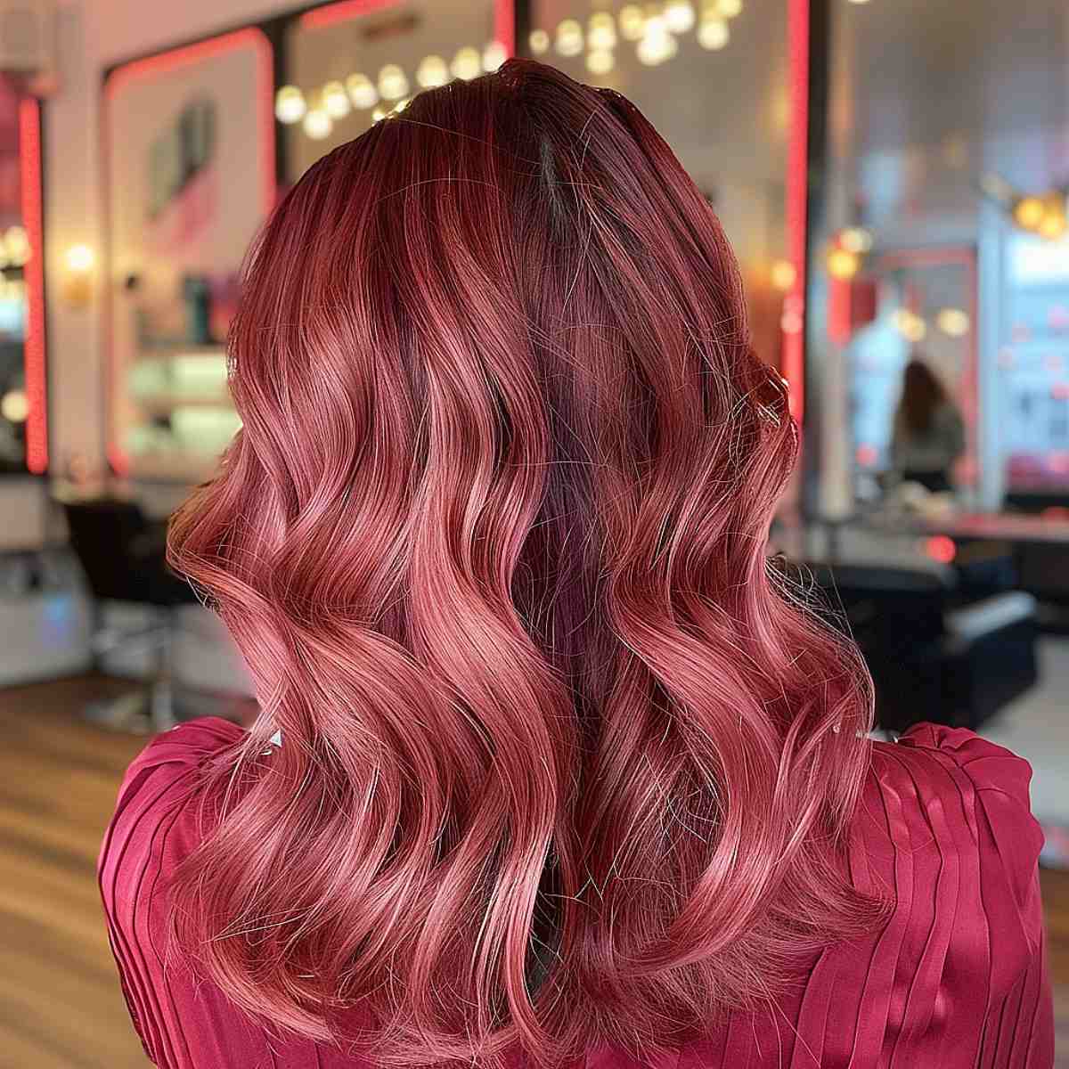 Red Hair and Rose Gold Balayage