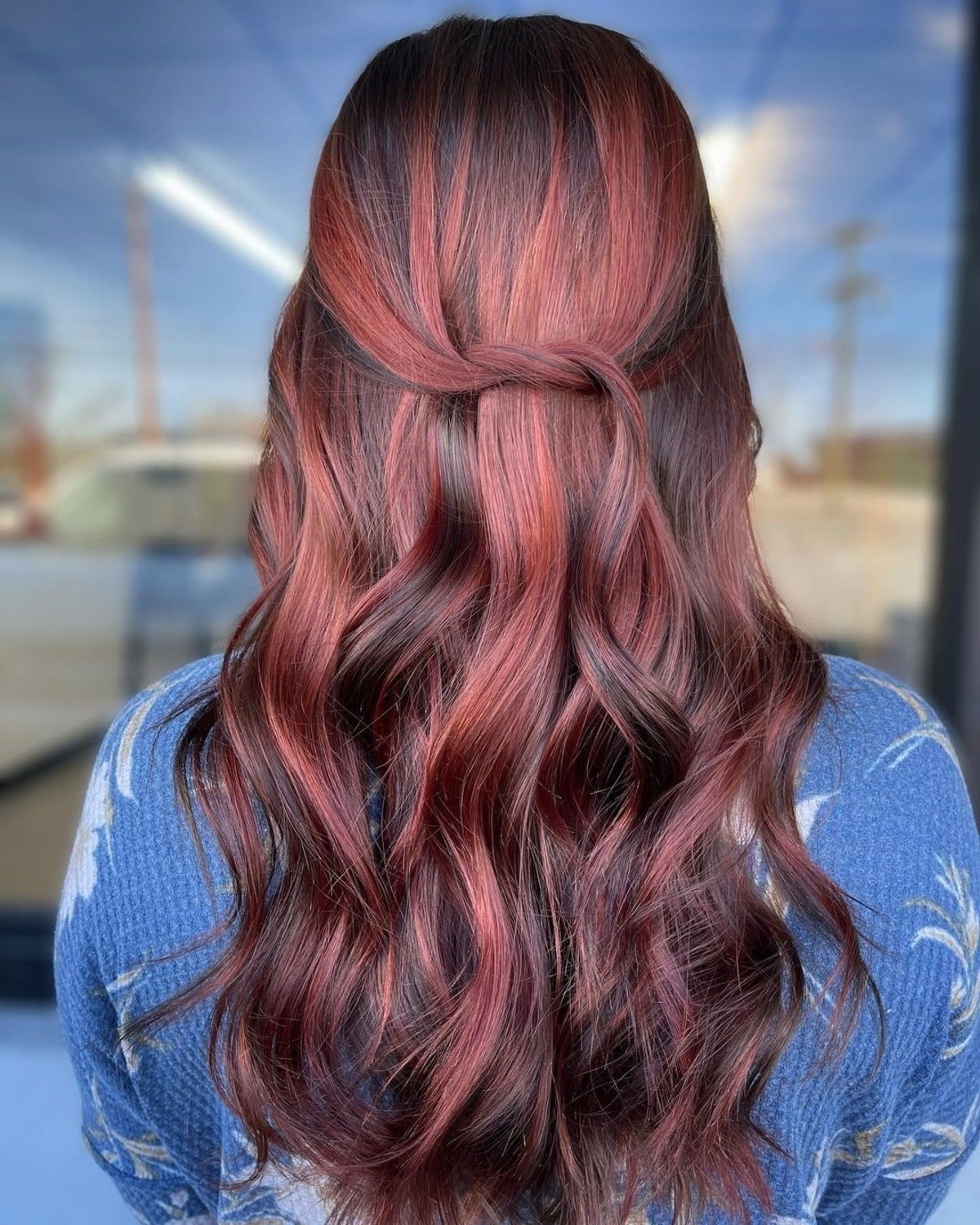 Amazing Red Highlights on Dark Hair