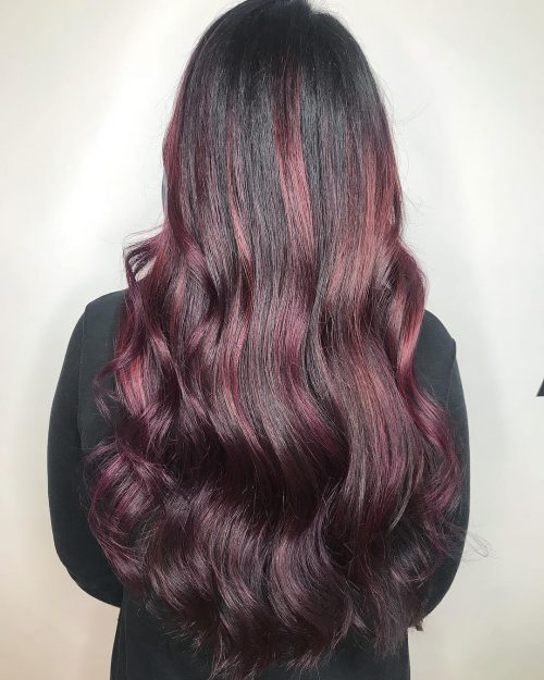 red plum balayage hair color