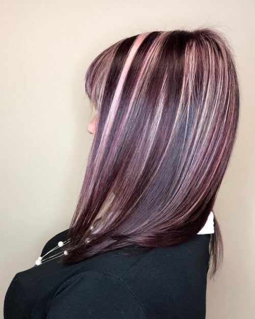 Red-Purple with Blonde Highlights