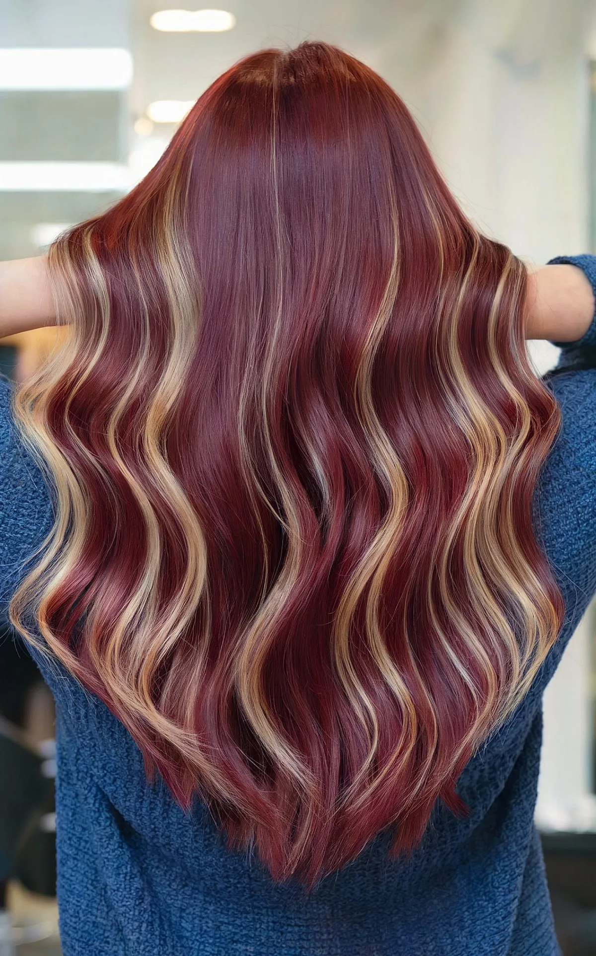 Red-Purple with Blonde Highlights