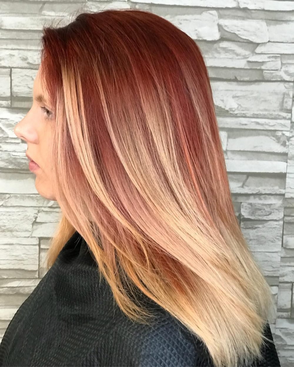 Lovely Red to Blonde Ombre