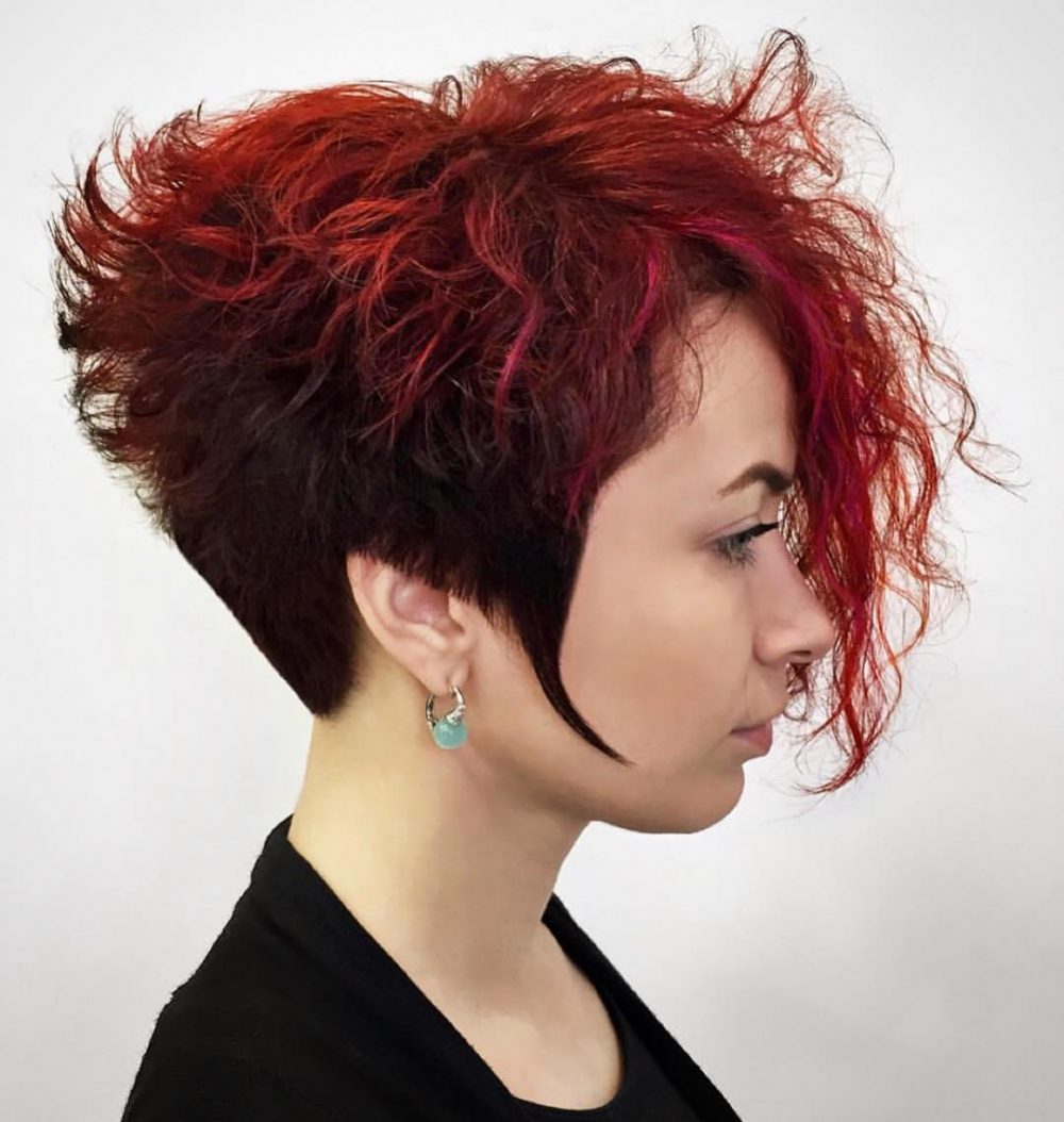 Red to Brown Ombre on Short Hair