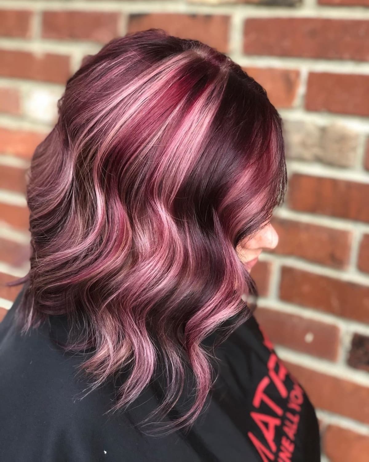 Red Violet Hair With Blonde Highlights