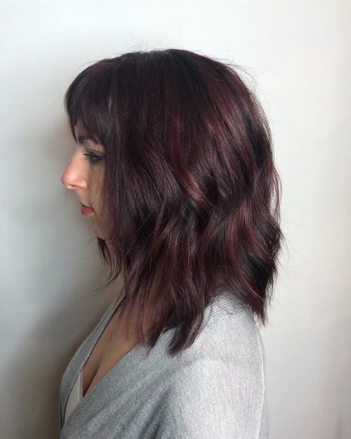 Reddish purple and brown hair color