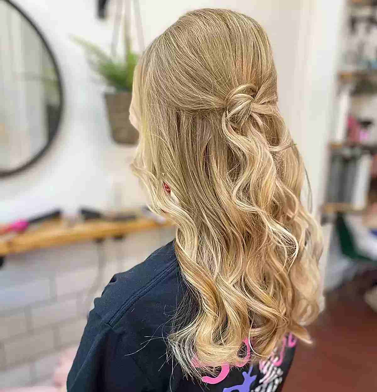 Relaxed Knot on Half-Up Half-Down Hair for Prom
