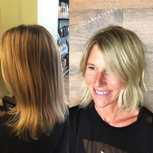 A stylish examples of long bobs for older women