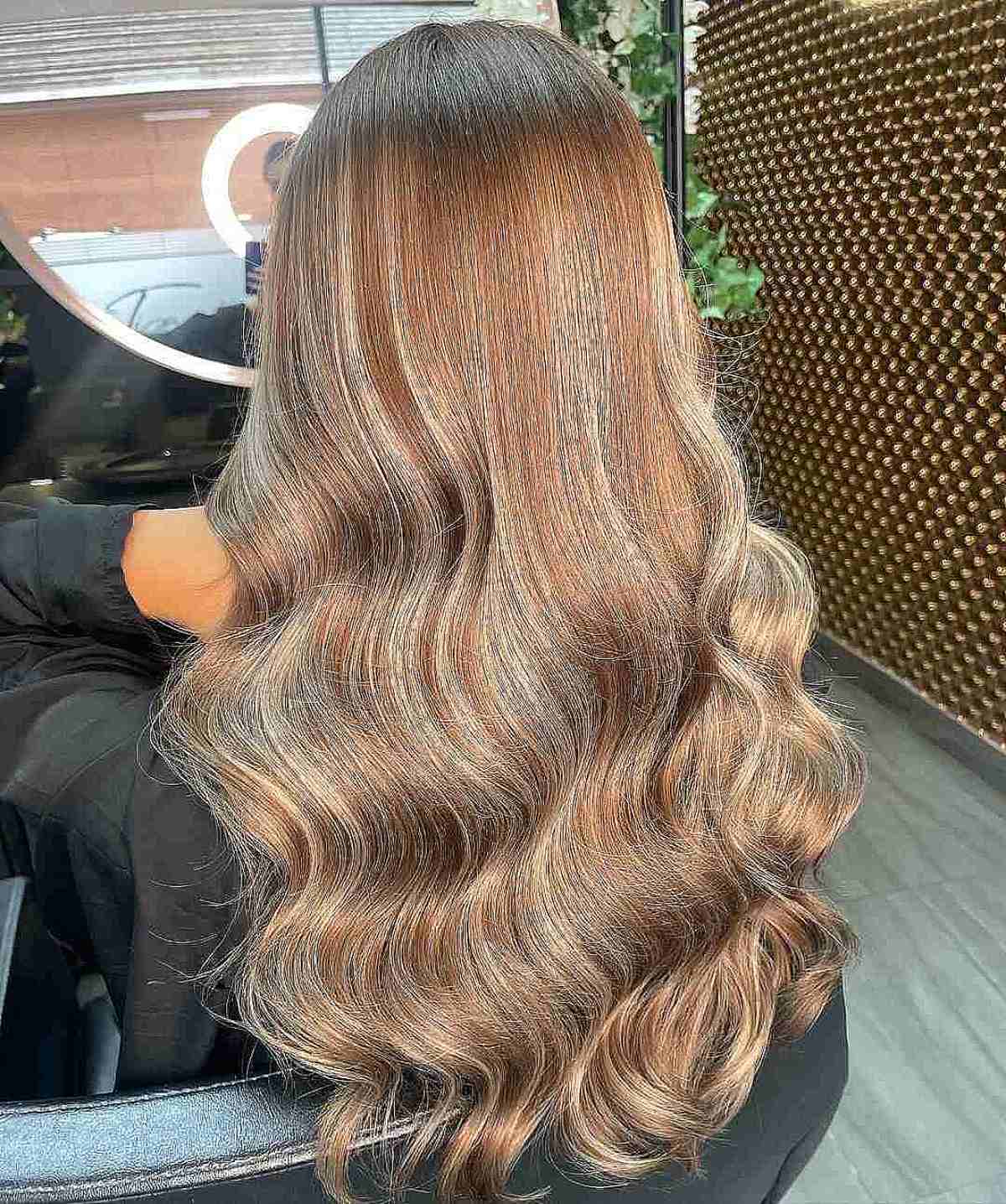 Reverse Brunette Balayage with Bleached Hair Highlights