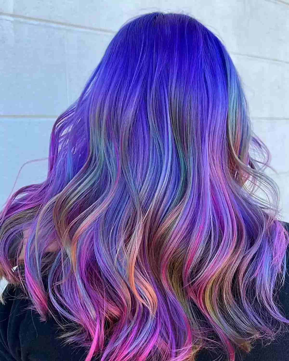 Rich Purple Holographic Color for Mid-Length Hair