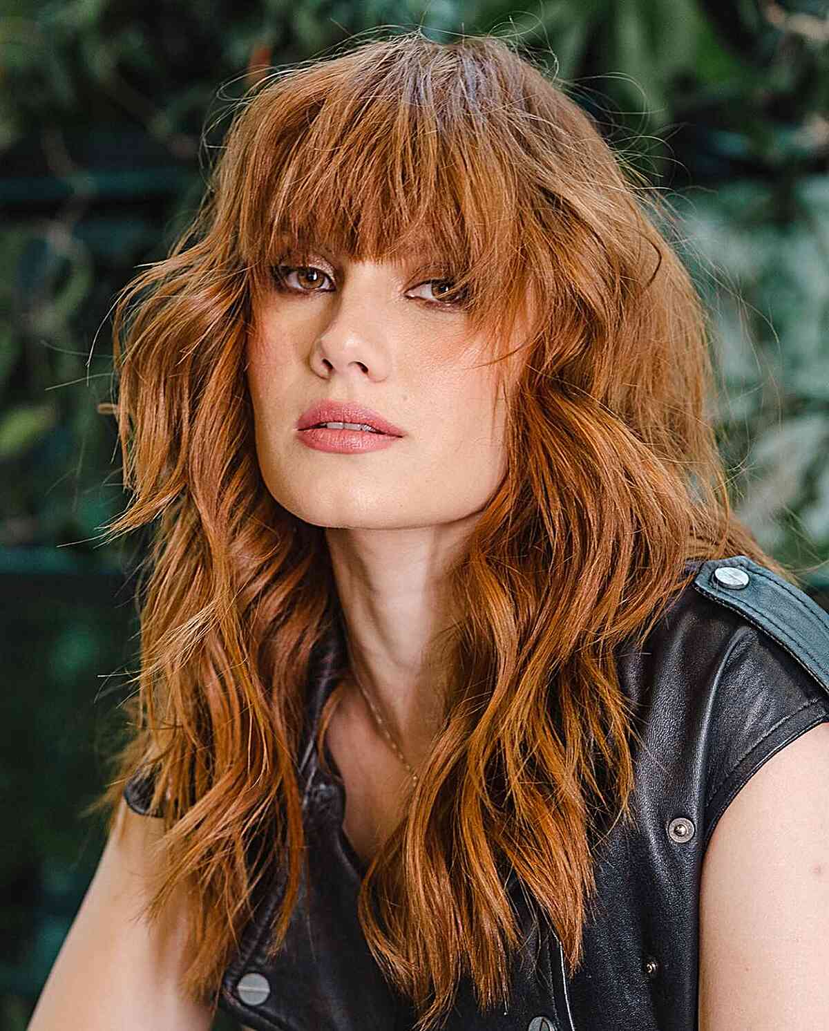 Rock-Inspired Thick Bangs for Square Faces