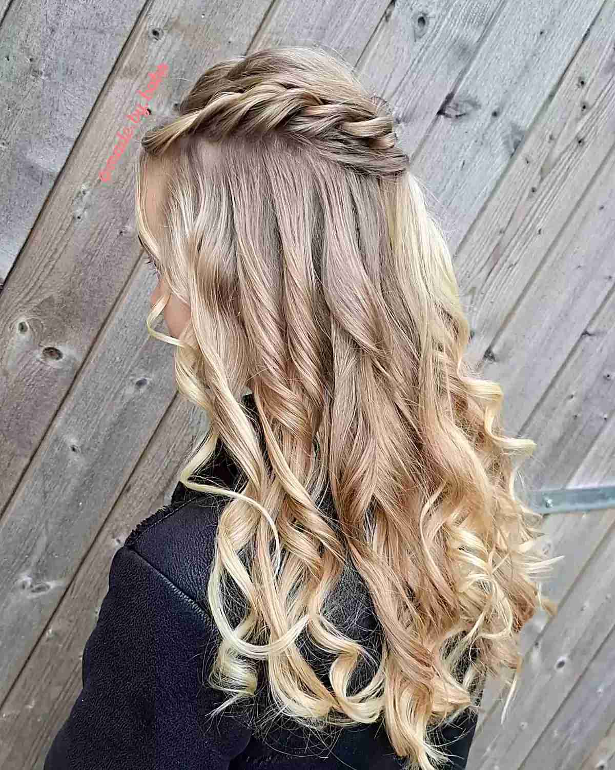 Romantic Half Down with Curls and Rope Braids for the Prom
