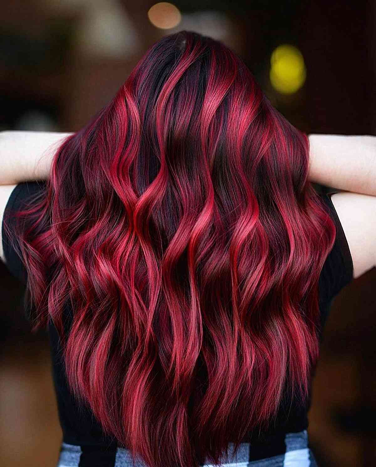 Bright Red Ombre Hair Color for Dark Hair
