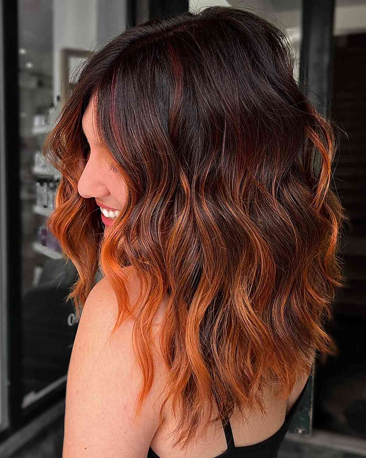 Rooted Copper Balayage Hair