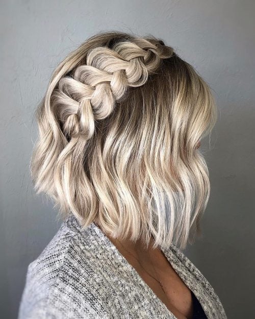 Rooted Icy Blonde Bob
