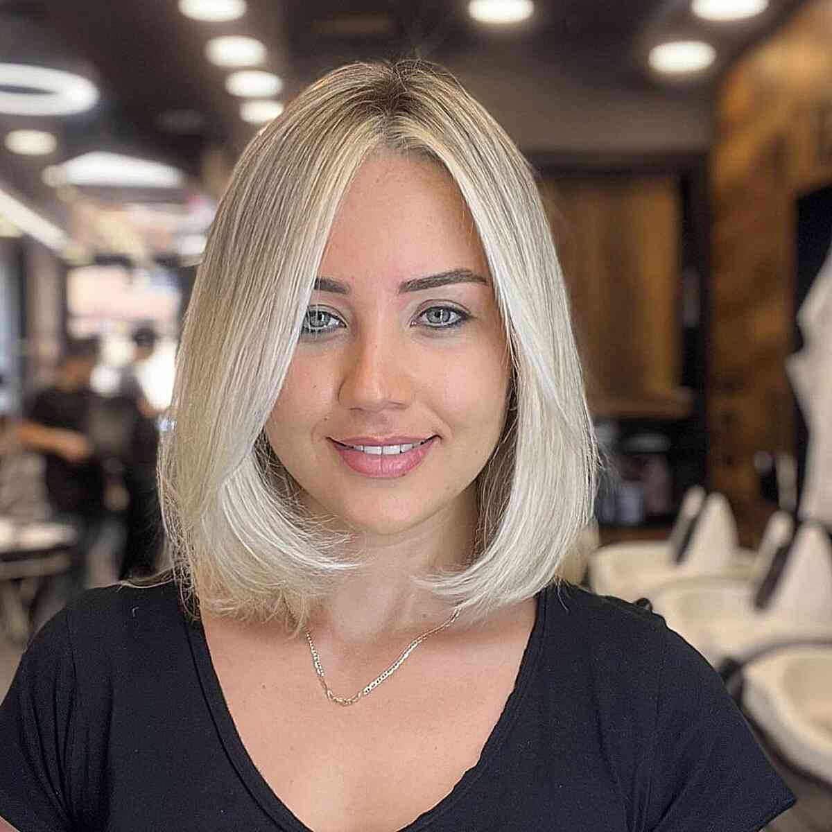 Rooted Straight Rounded Long Bob Style