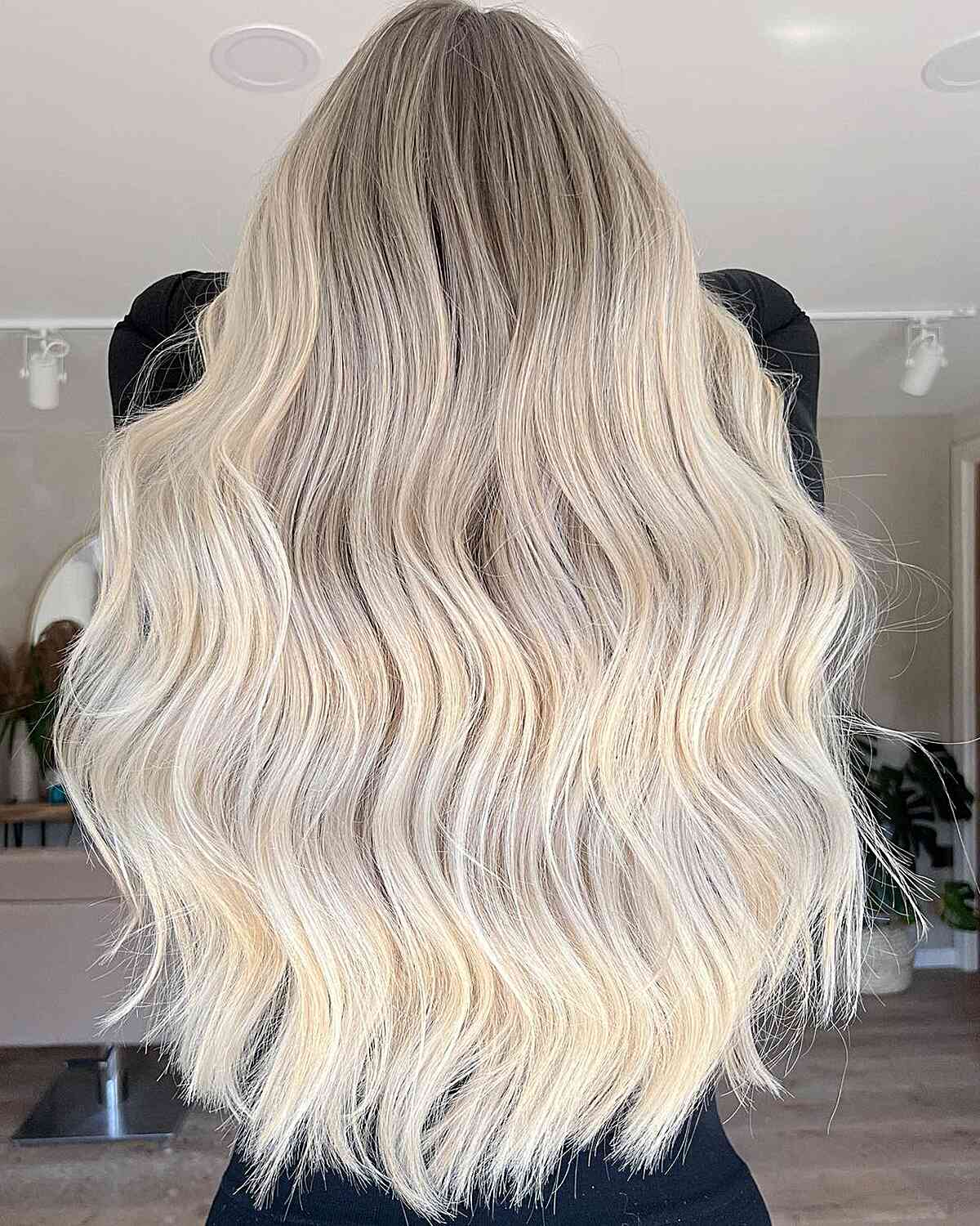 Rooted White Blonde Hair with Bright Ends