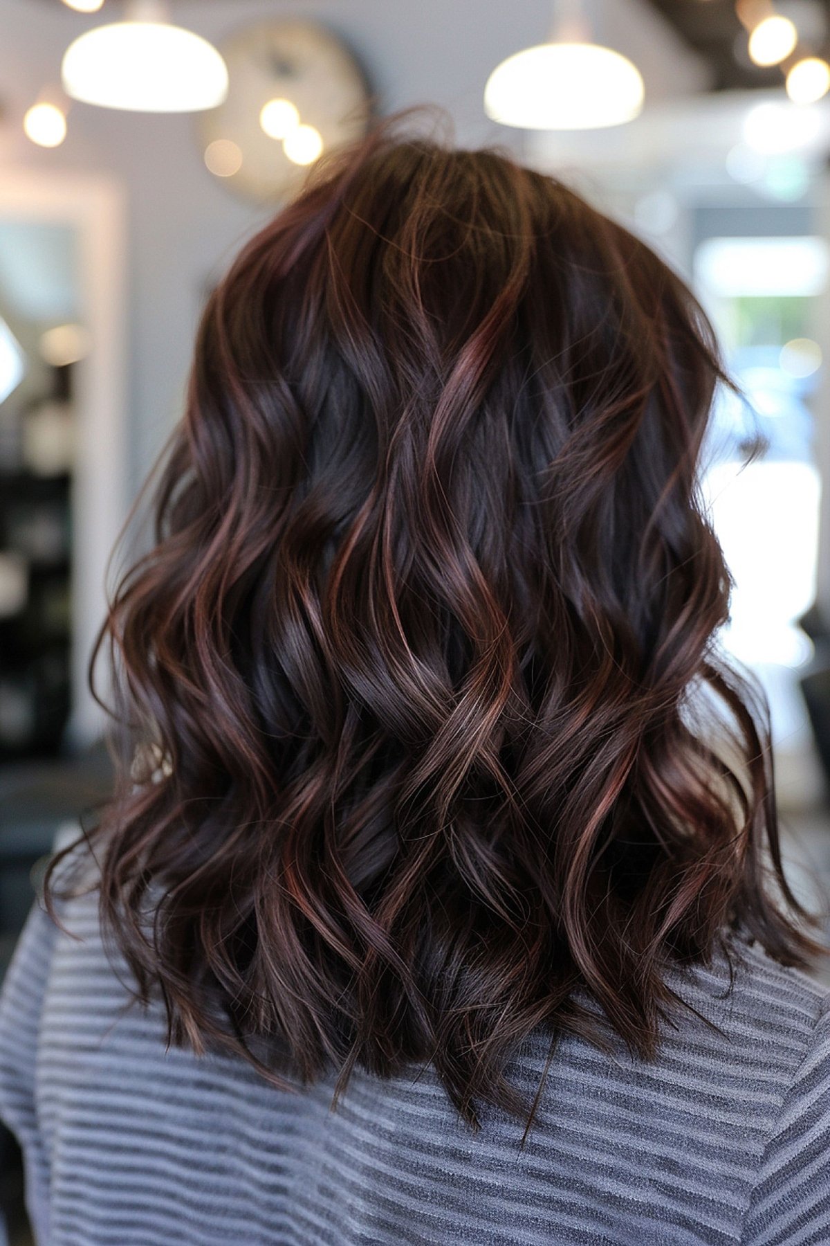 Rose brown highlights on dark brown hair