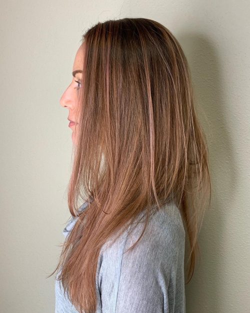 Rose Gold Balayage on Straight Hair