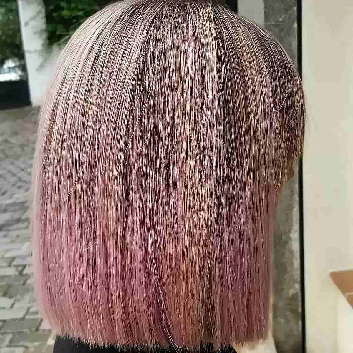 Rose Gold Color Ombre for Short Hair