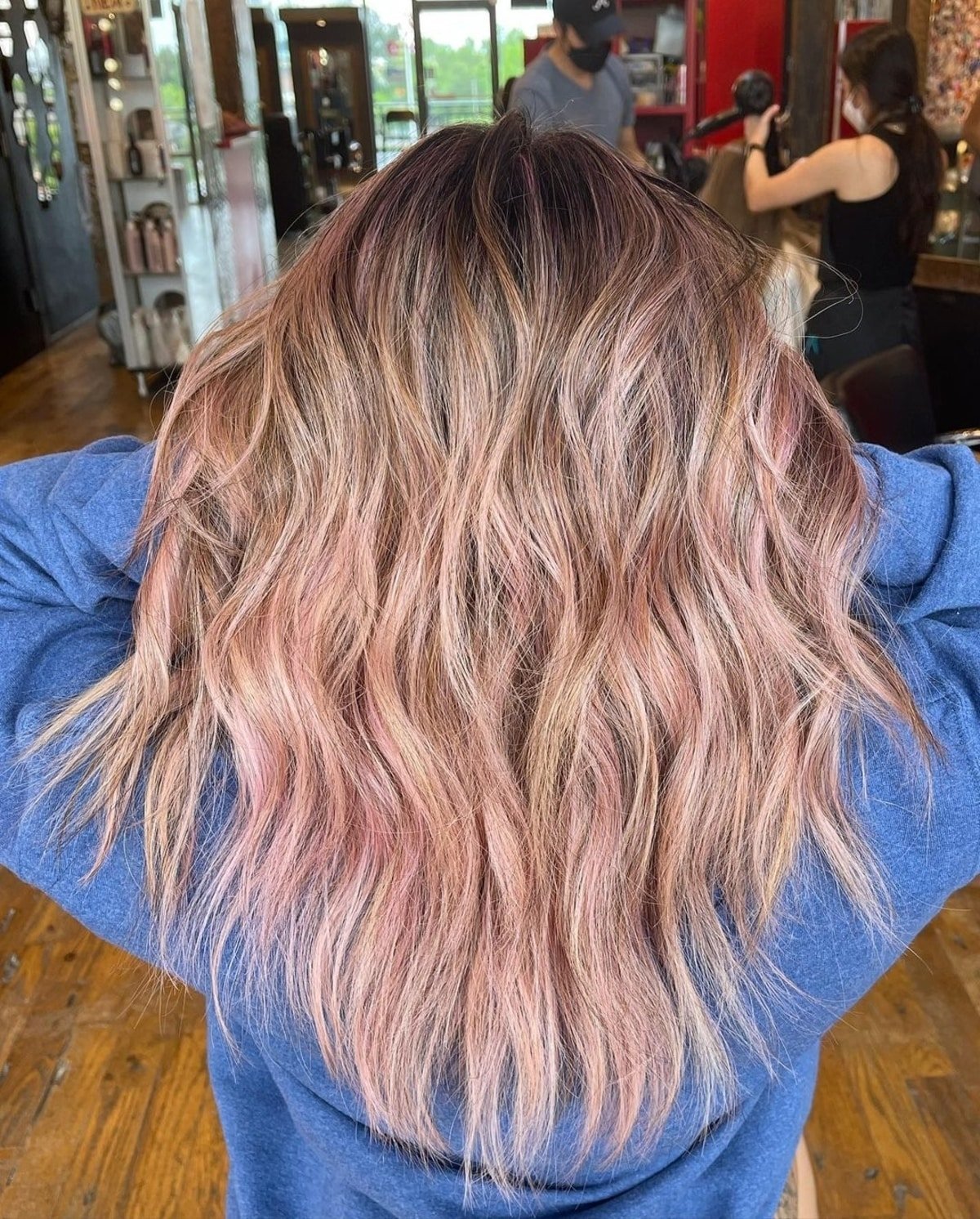 Rose gold hair with pink highlights