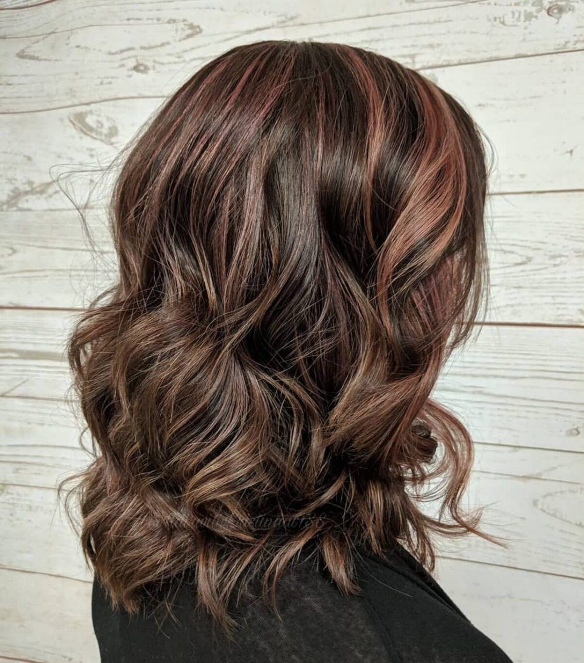 Rose Gold Highlights on Dark Brown Hair