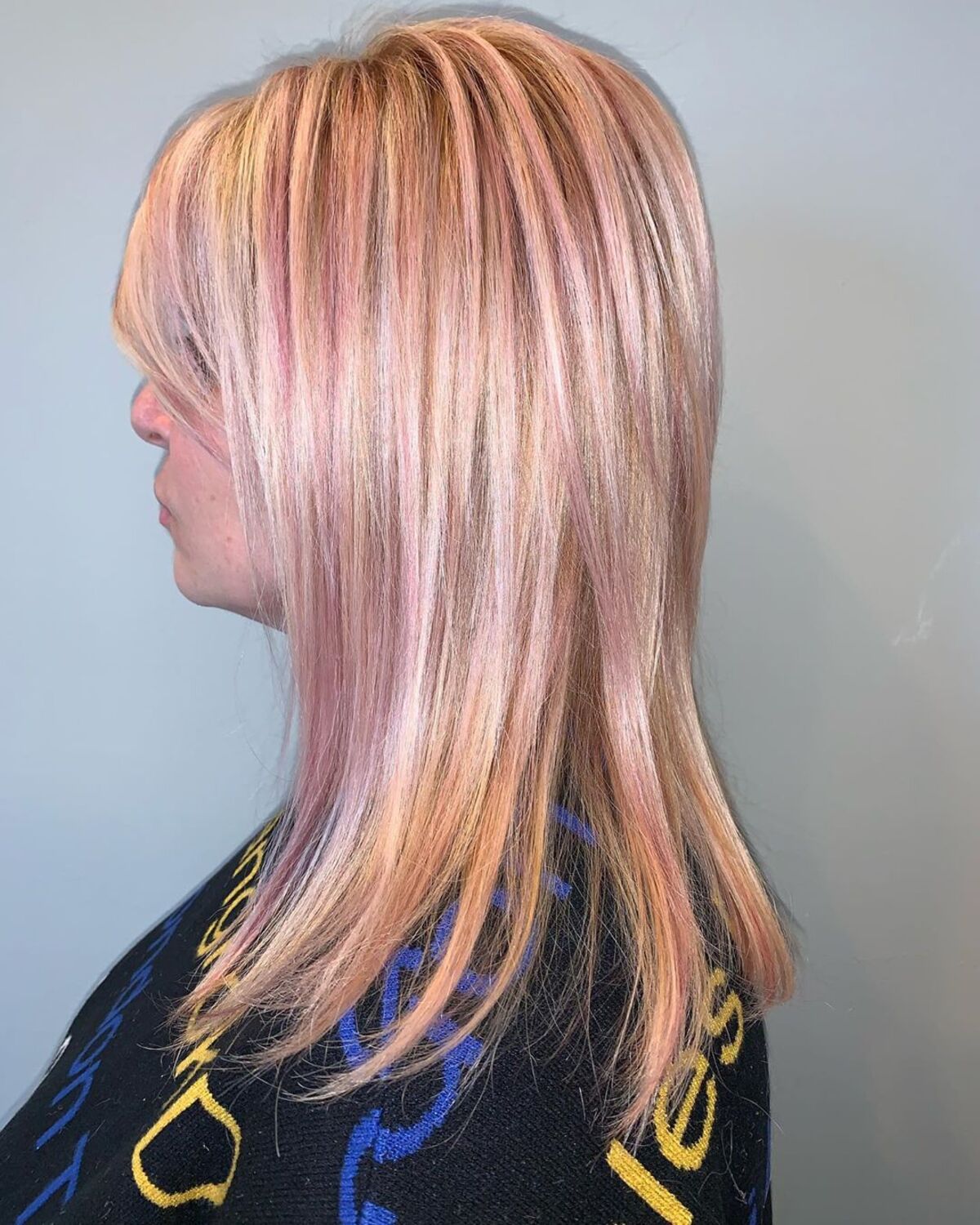 Rose Gold Highlights on Blonde Hair