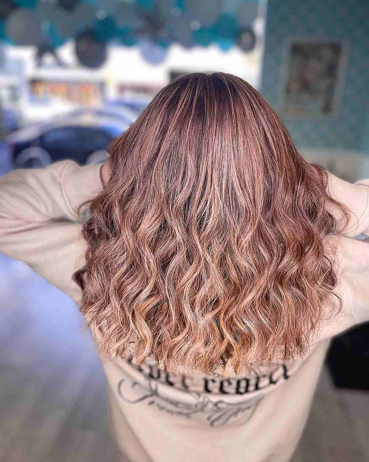 Rosy Gold Blonde Soft Ombre Balayage