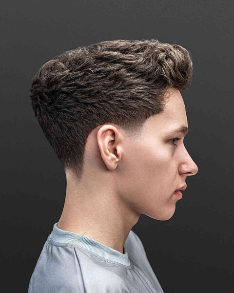 A Rough Thick Top for Teen Boys with Medium-Length Brown Hair with tapered sides