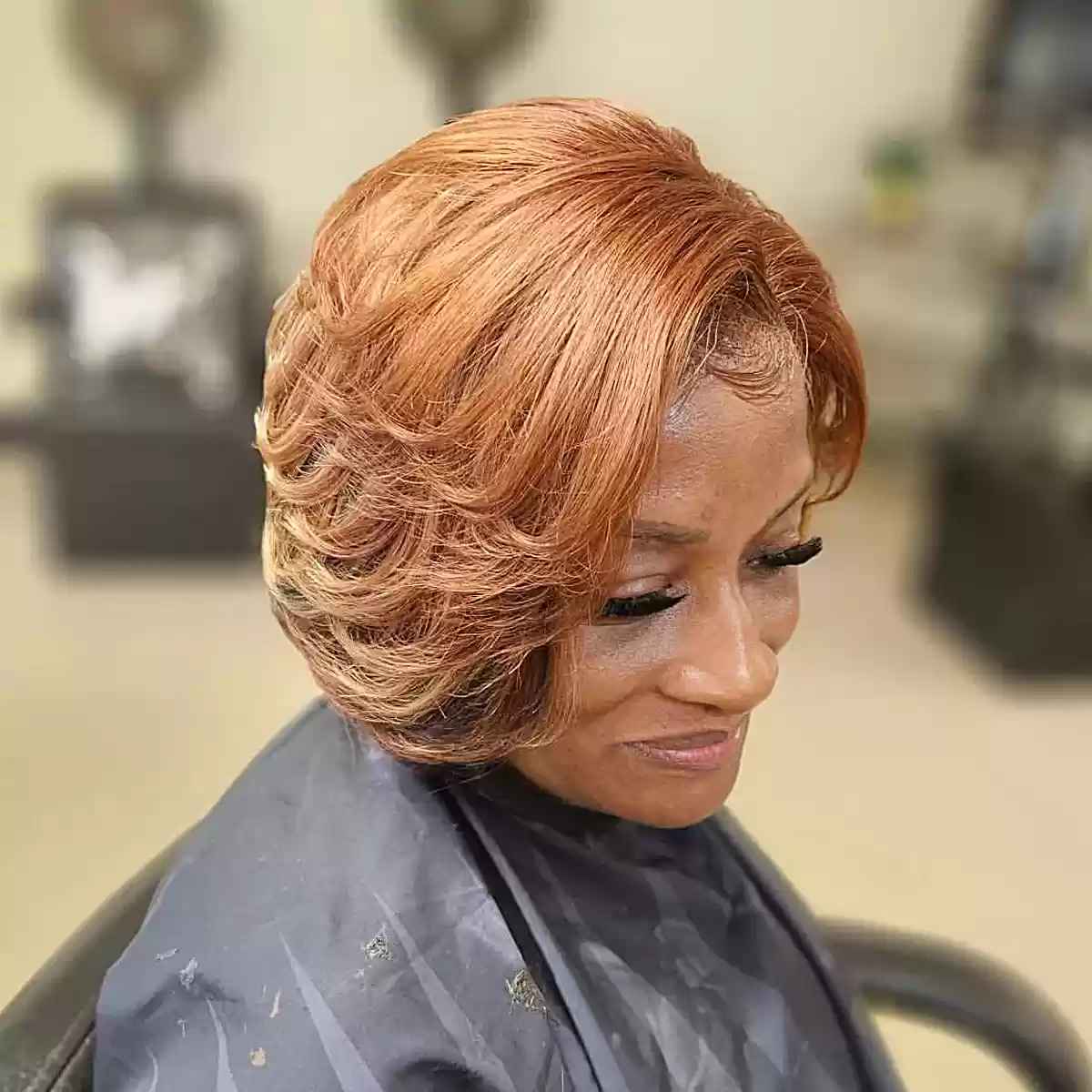 Side-Parted Round Bob with Shorter Butterfly Layers