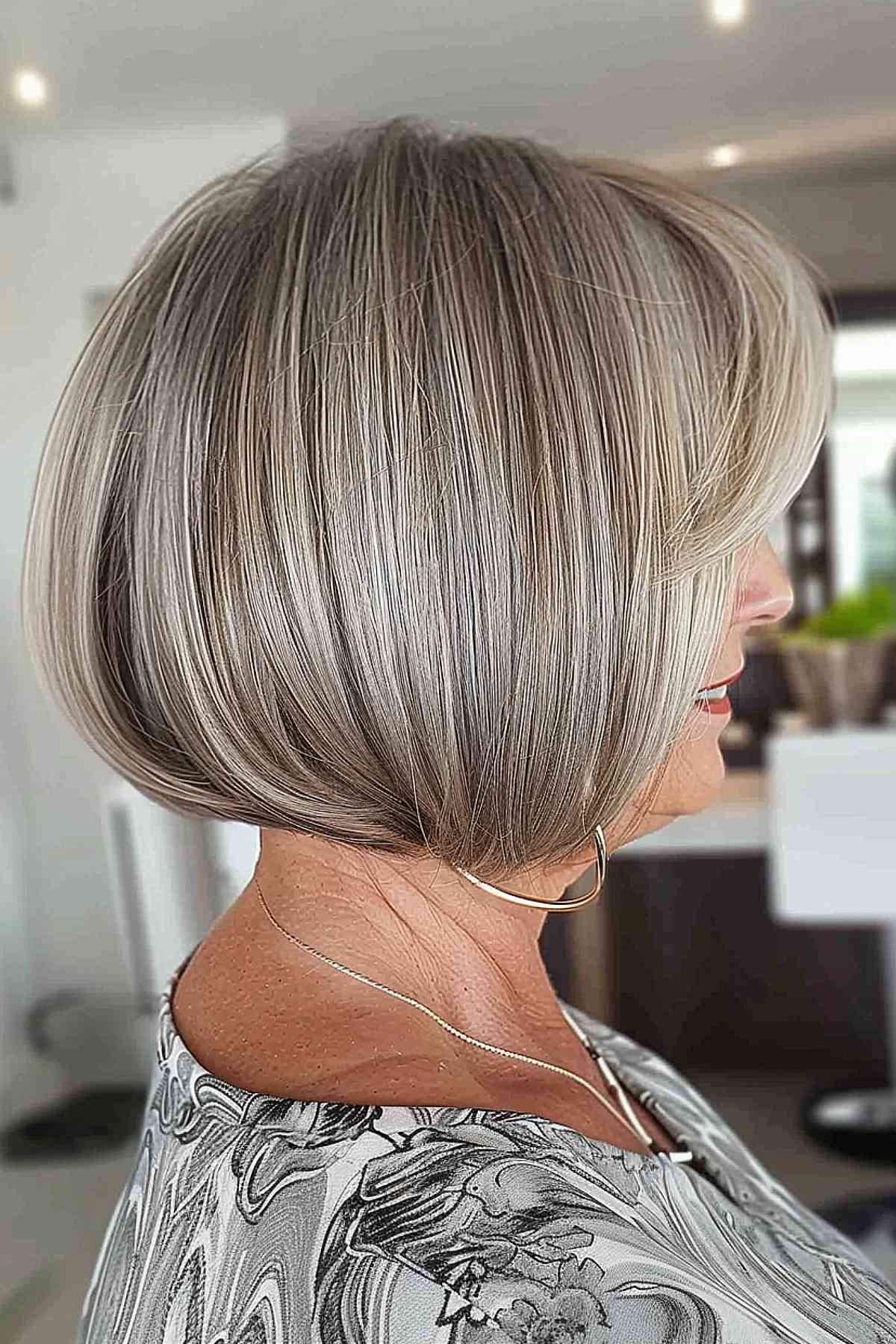 Rounded Bob Cut for women over 70