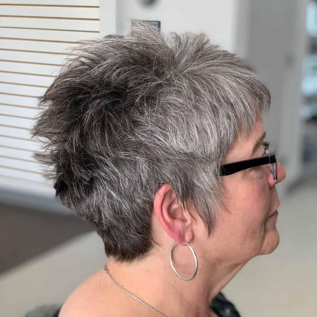 Salt-and-Pepper Pixie for Women with Glasses