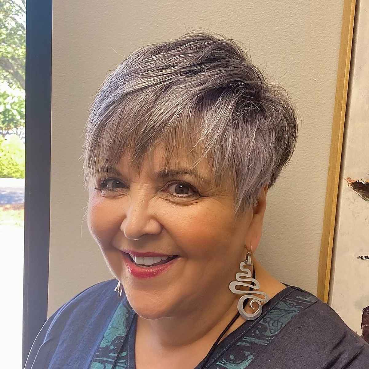 Salt and Pepper Pixie Hairstyle for Women Over 60