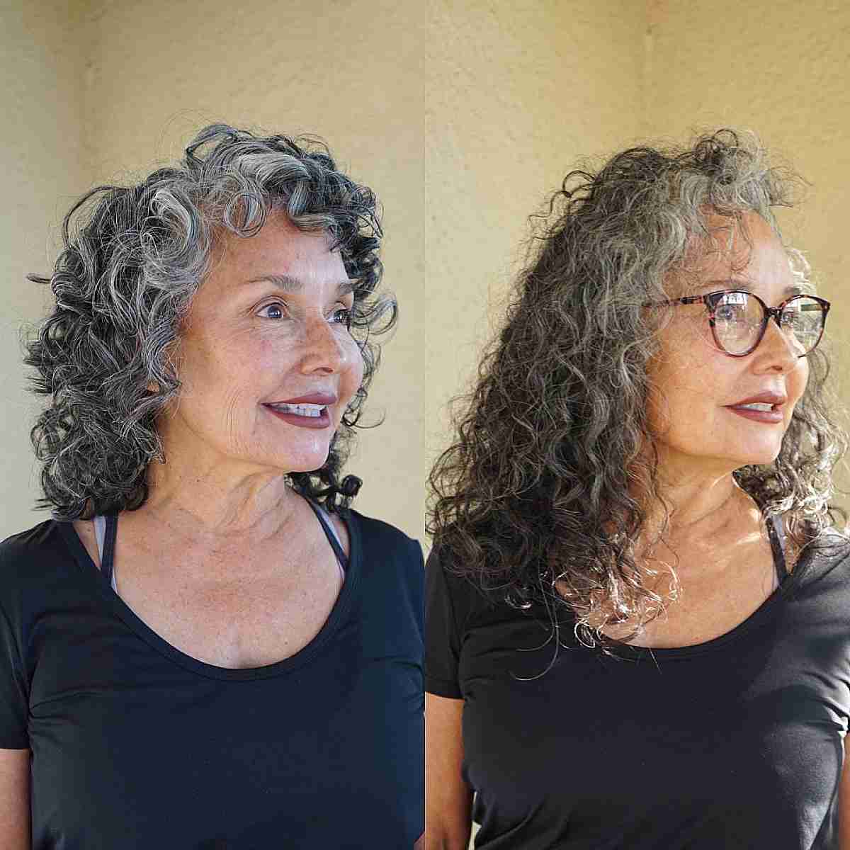 Salt and Pepper Rezo Cut Curls with Layers