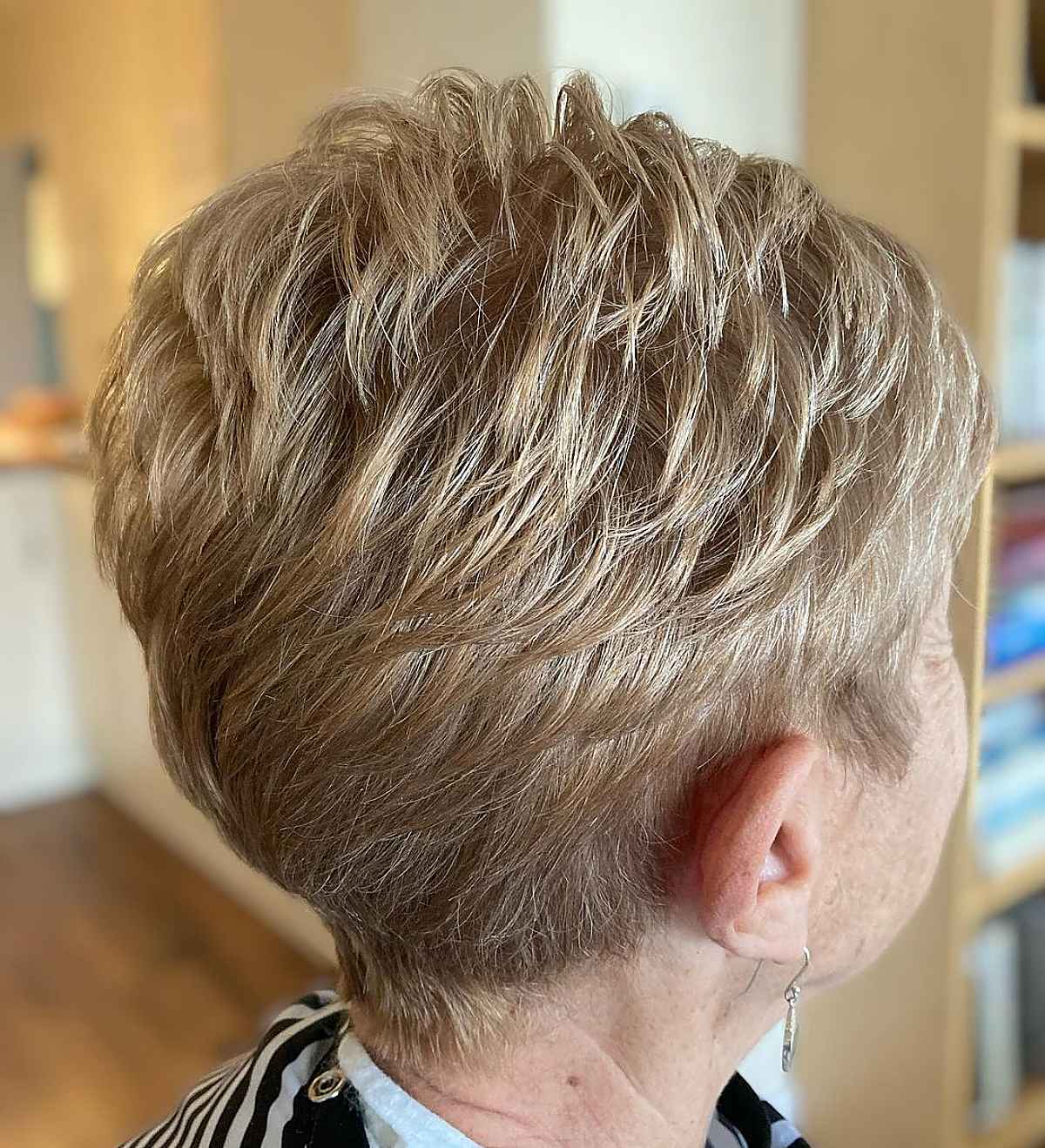 Sandy Blonde Winter Hair Color for Woman Over 70