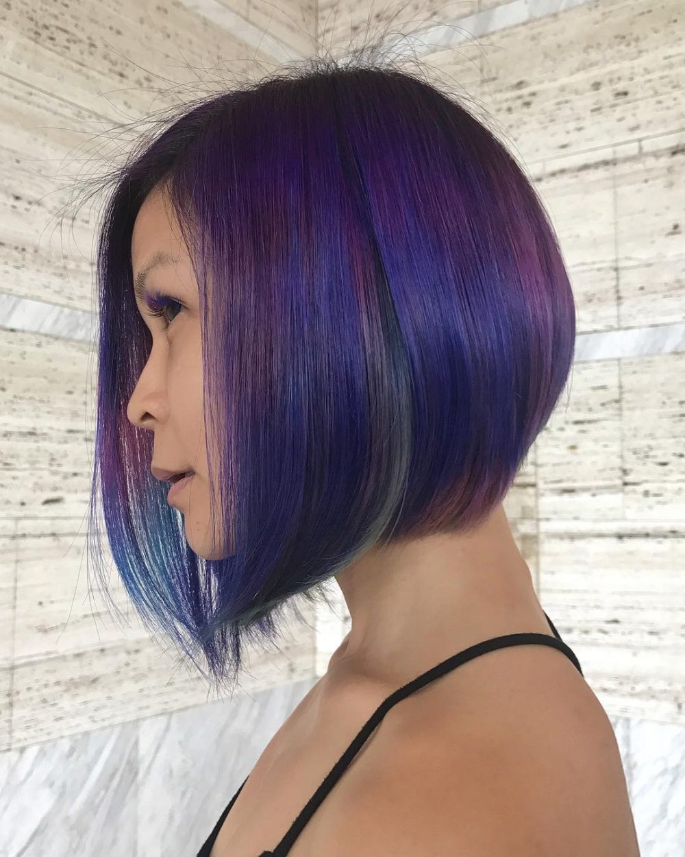 Purple to Sapphire ombre on short hair