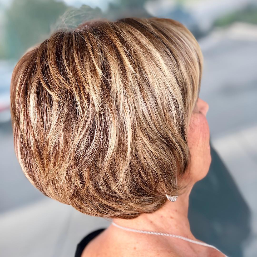 Sassy feathered cut for 60 year old women hairstyle for Short Straight Hair