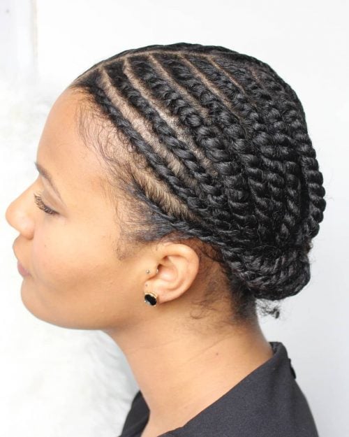low bun Senegalese twists hairstyle