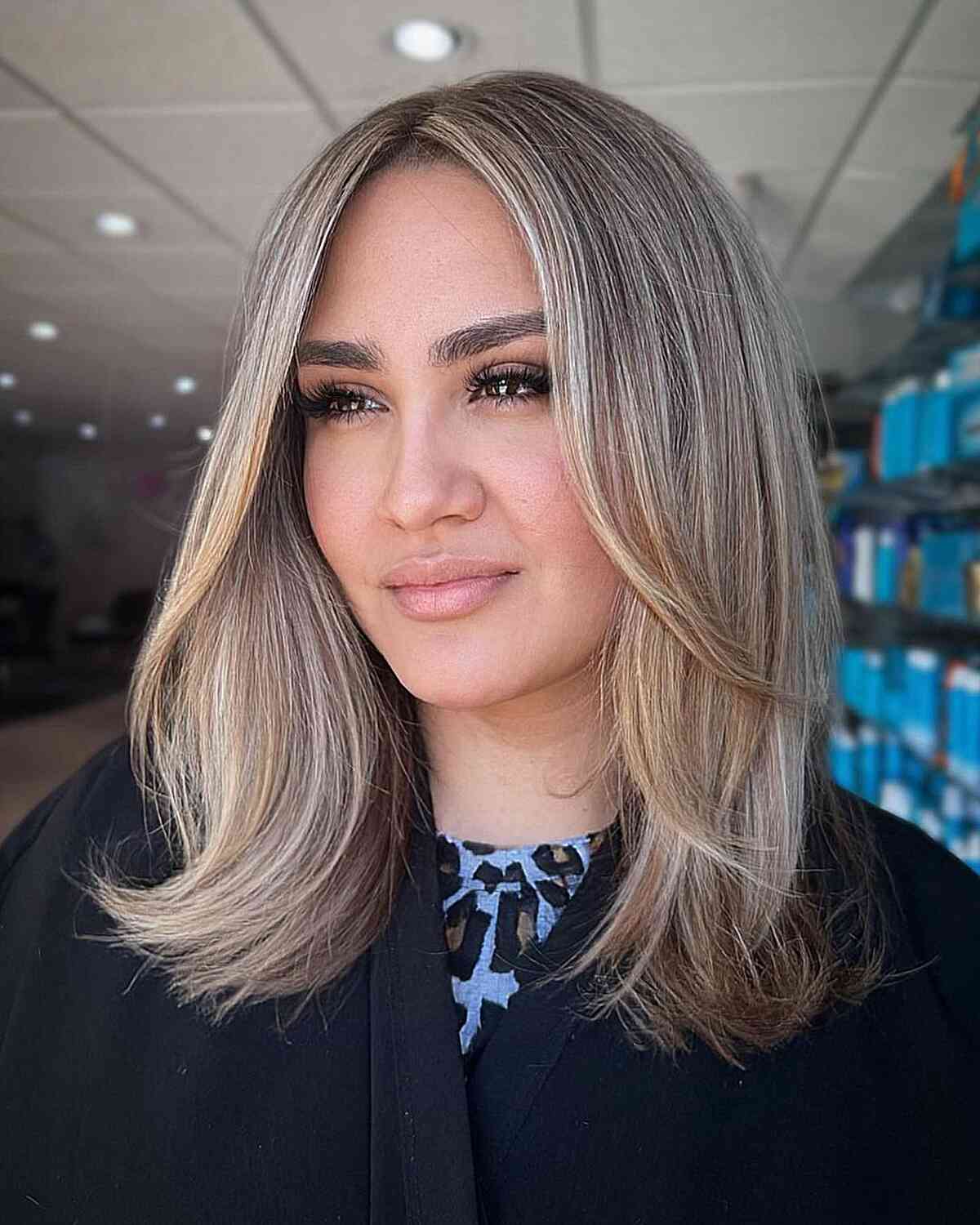 Blonde Balayage on Medium Straight Hair for ladies in their 30s