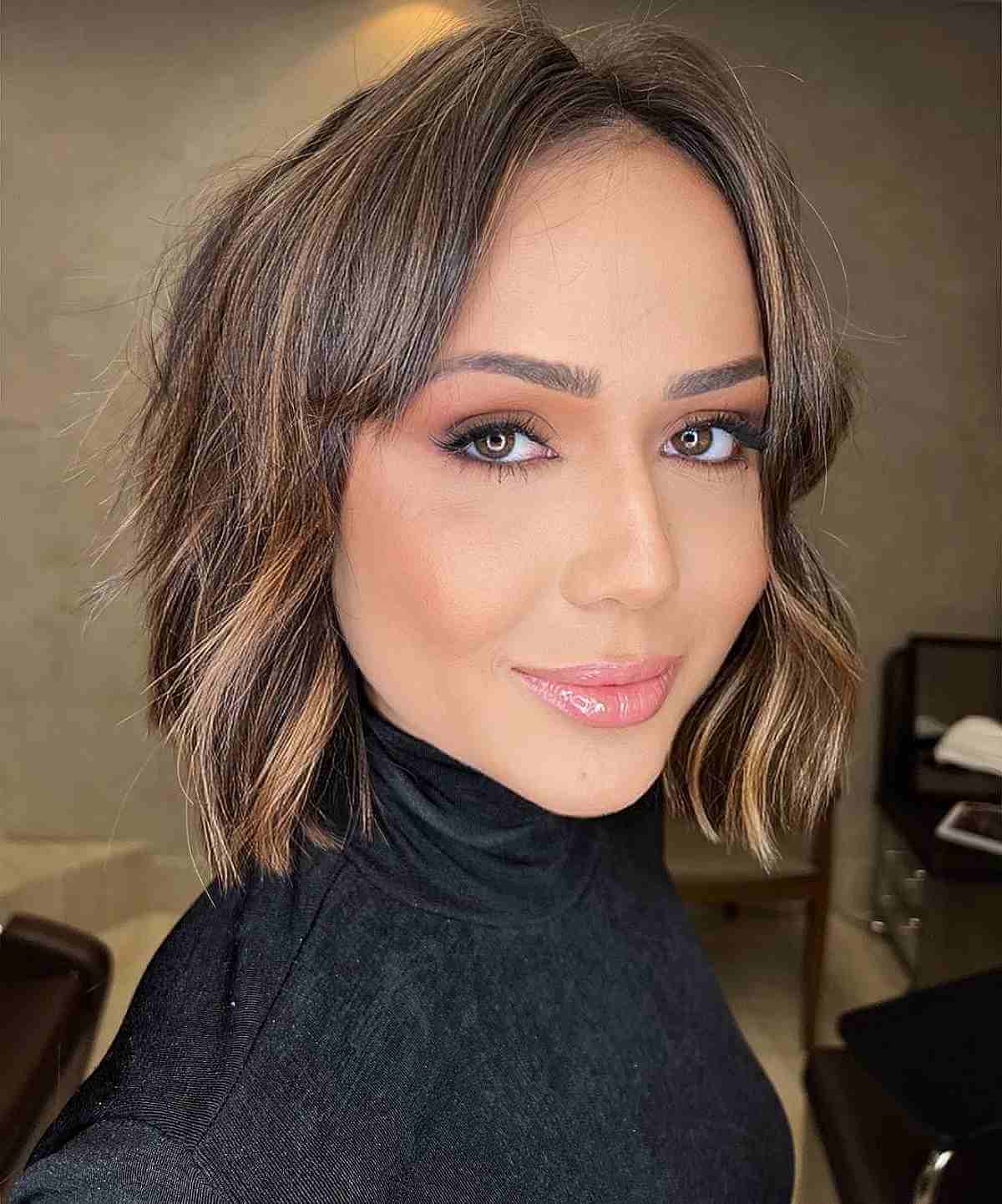Sexy Chin-Length Bob with a Middle Part for Fine Hair