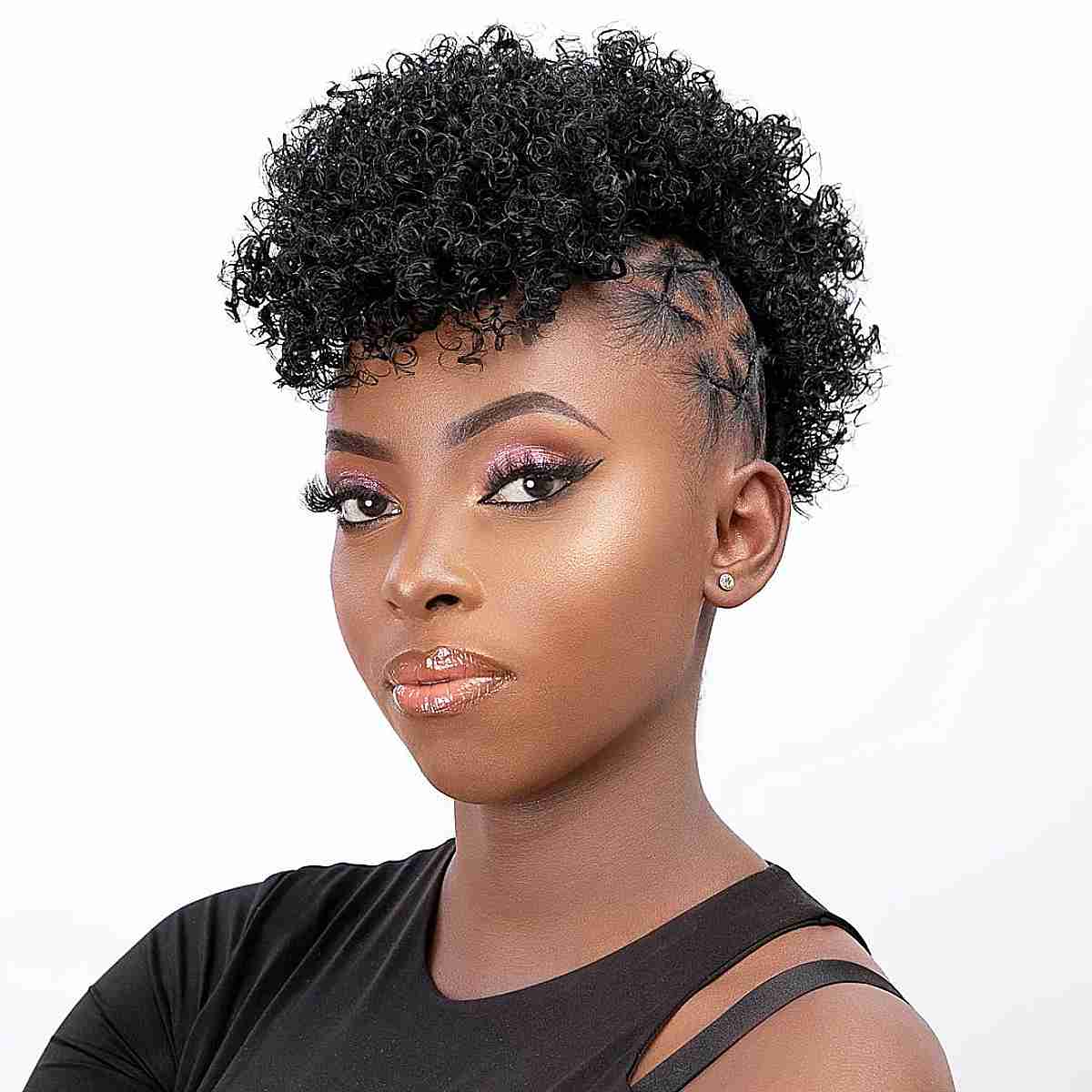 Sexy Curly Frohawk With Plait Designs
