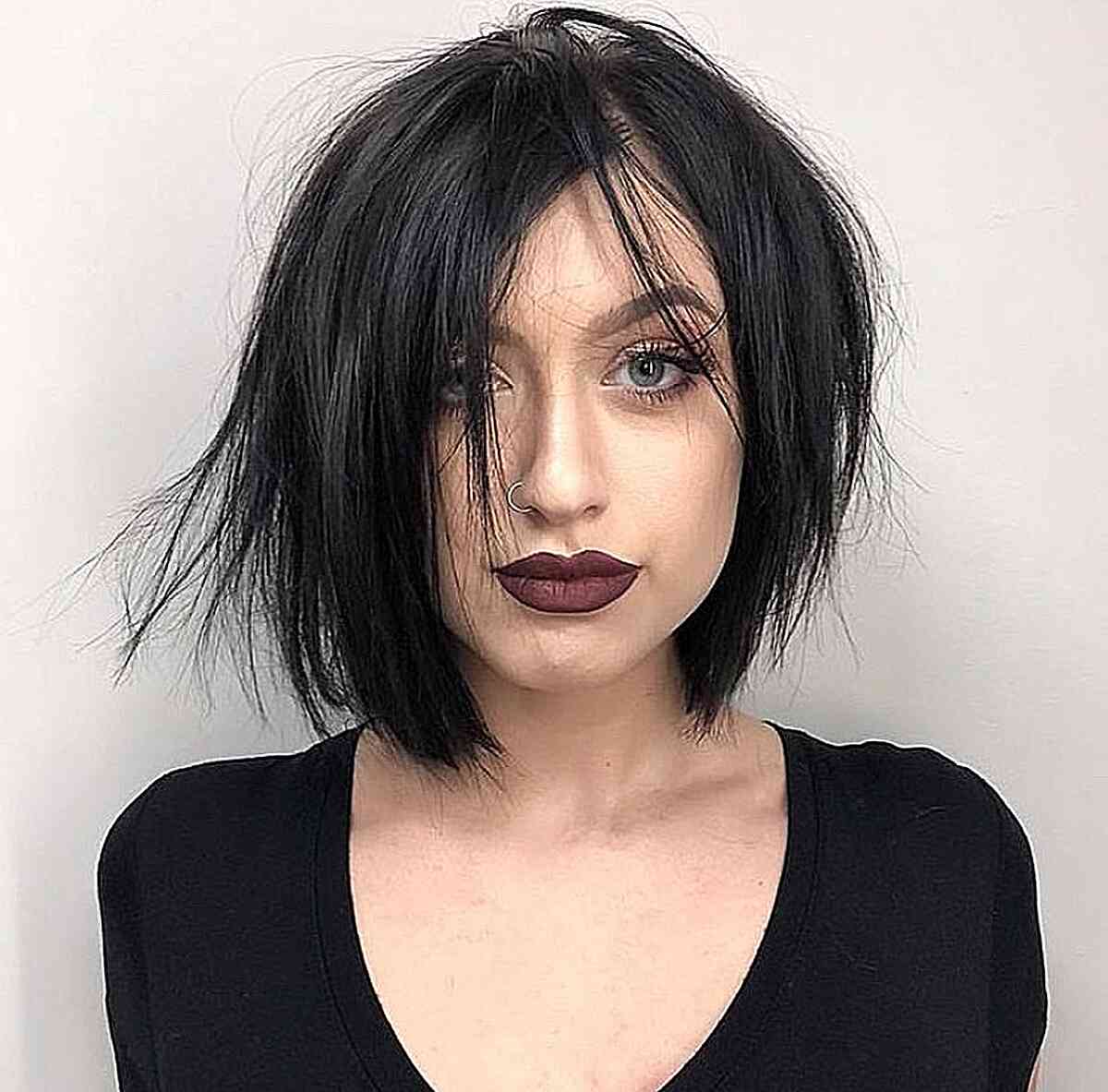 Sexy Edgy and Choppy Messy Bob for girls with dark hair