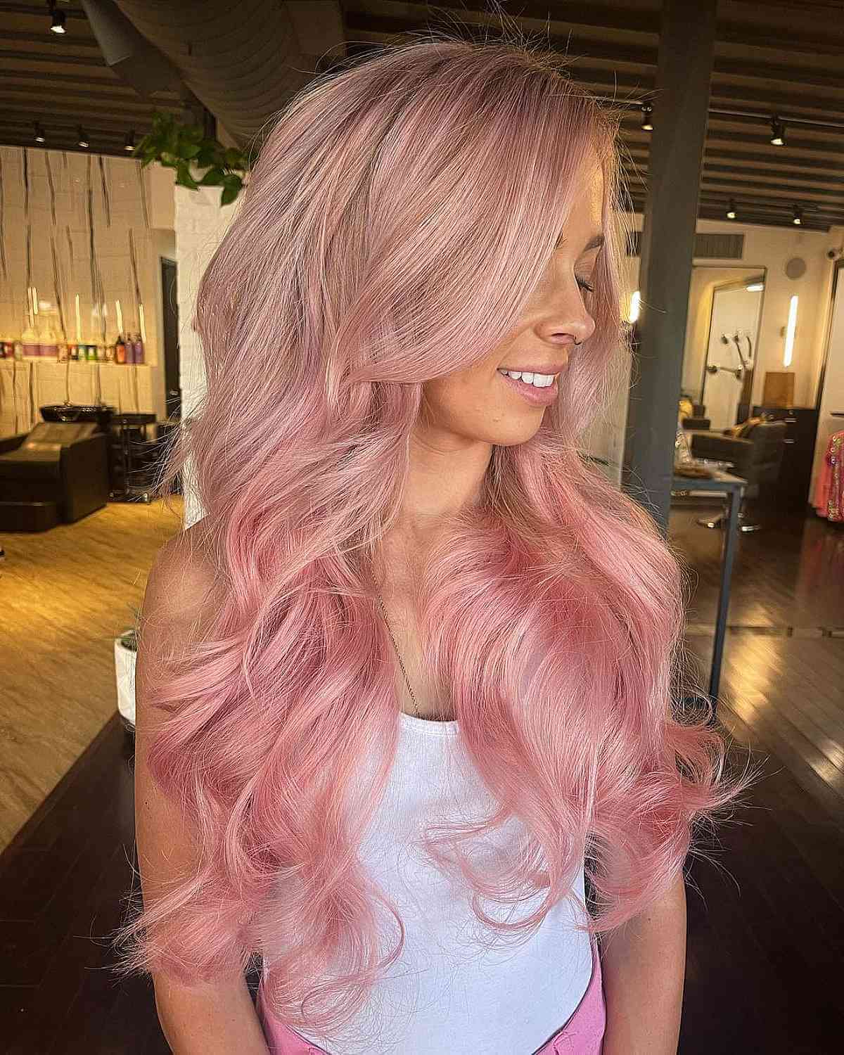 Sexy Long Hair with Light Pink Balayage
