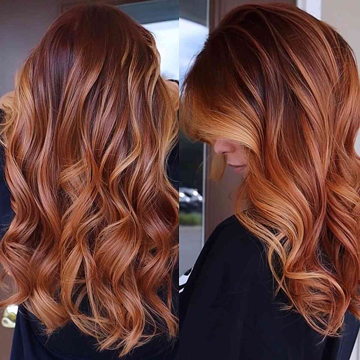 Sexy Muted Auburn Balayage Hair Color for Fall