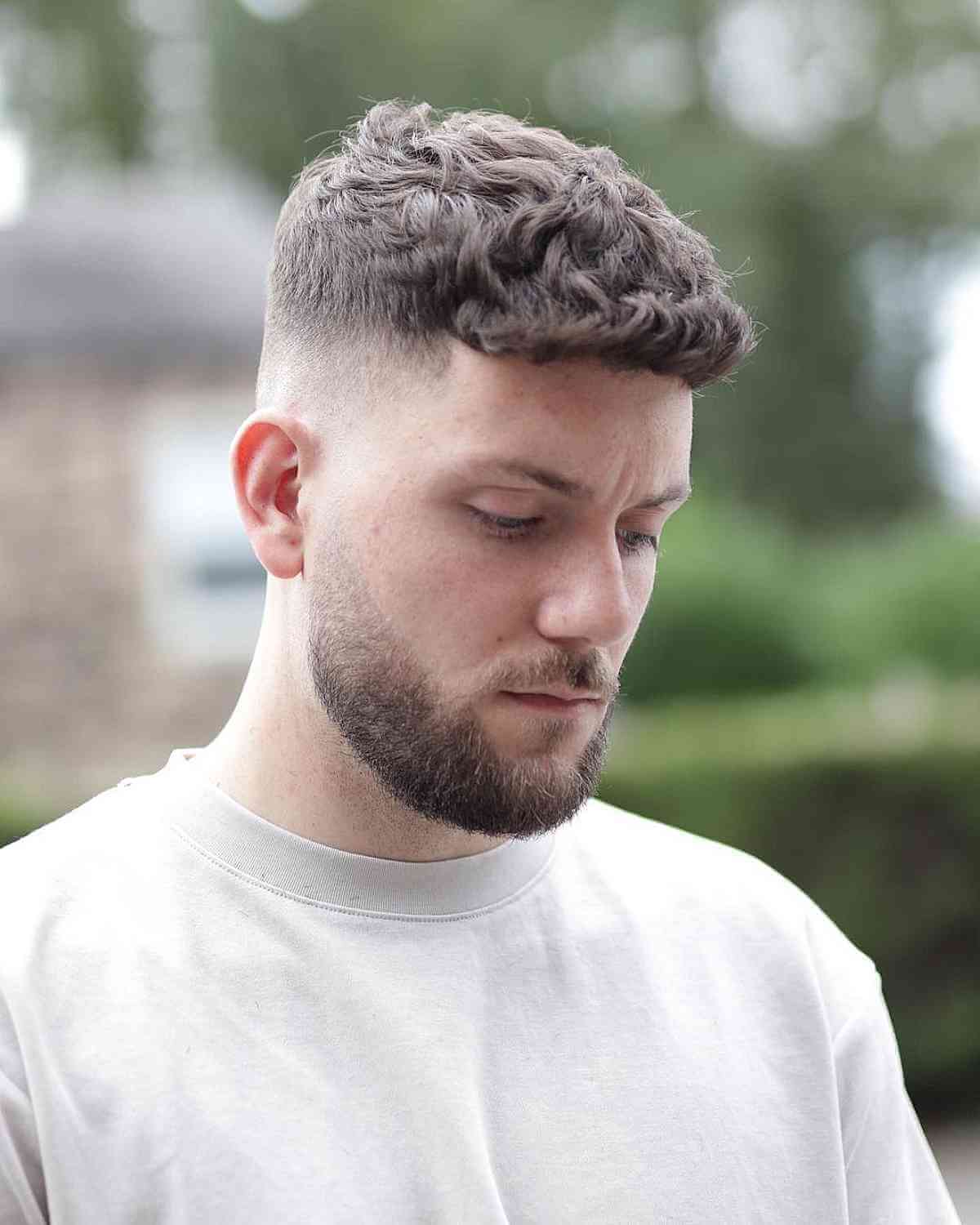Sexy Short Curly Fade Haircut for Men