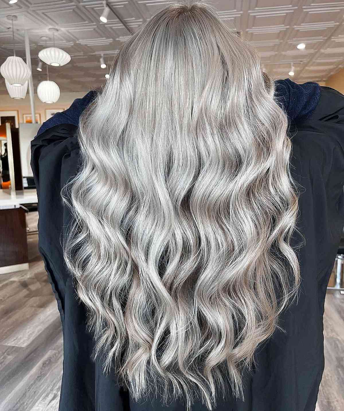 Sexy Silver and Blonde Long Wavy Hair