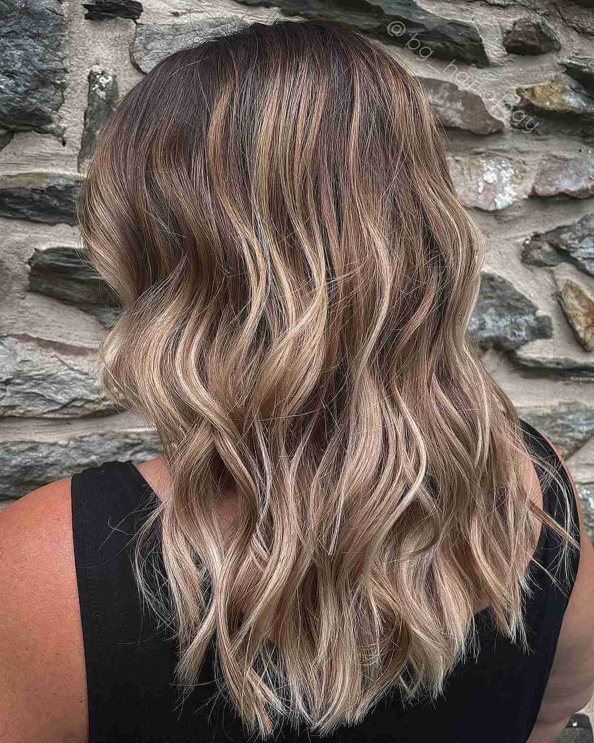Shadow Root and Blonde Balayage on Layered Hair