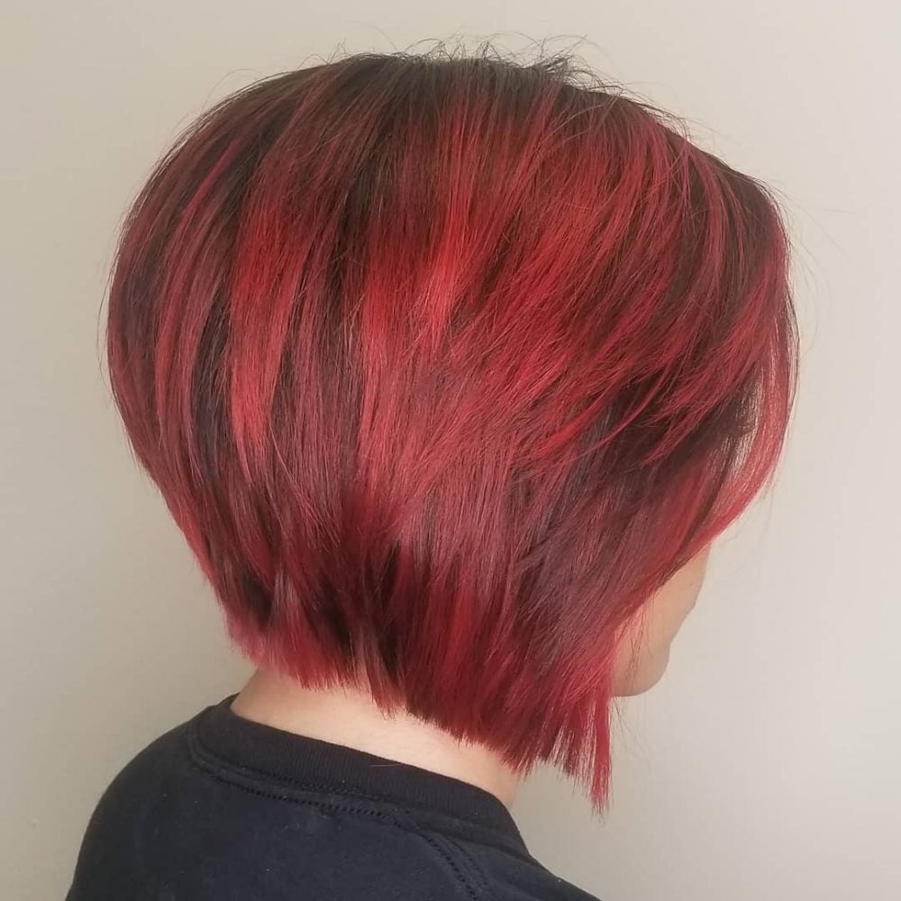 Shadow Root into Vibrant Red hairstyle