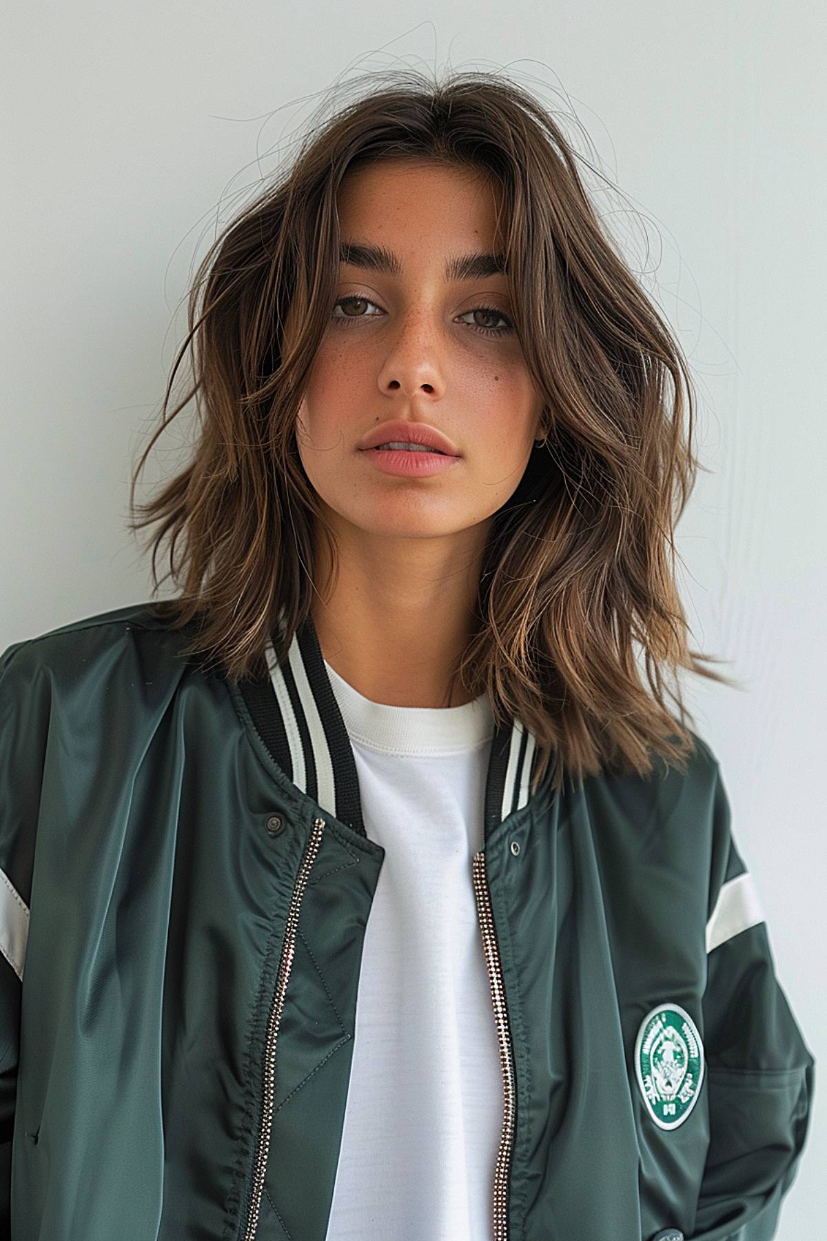 Shoulder-length shag haircut with choppy ends and layers