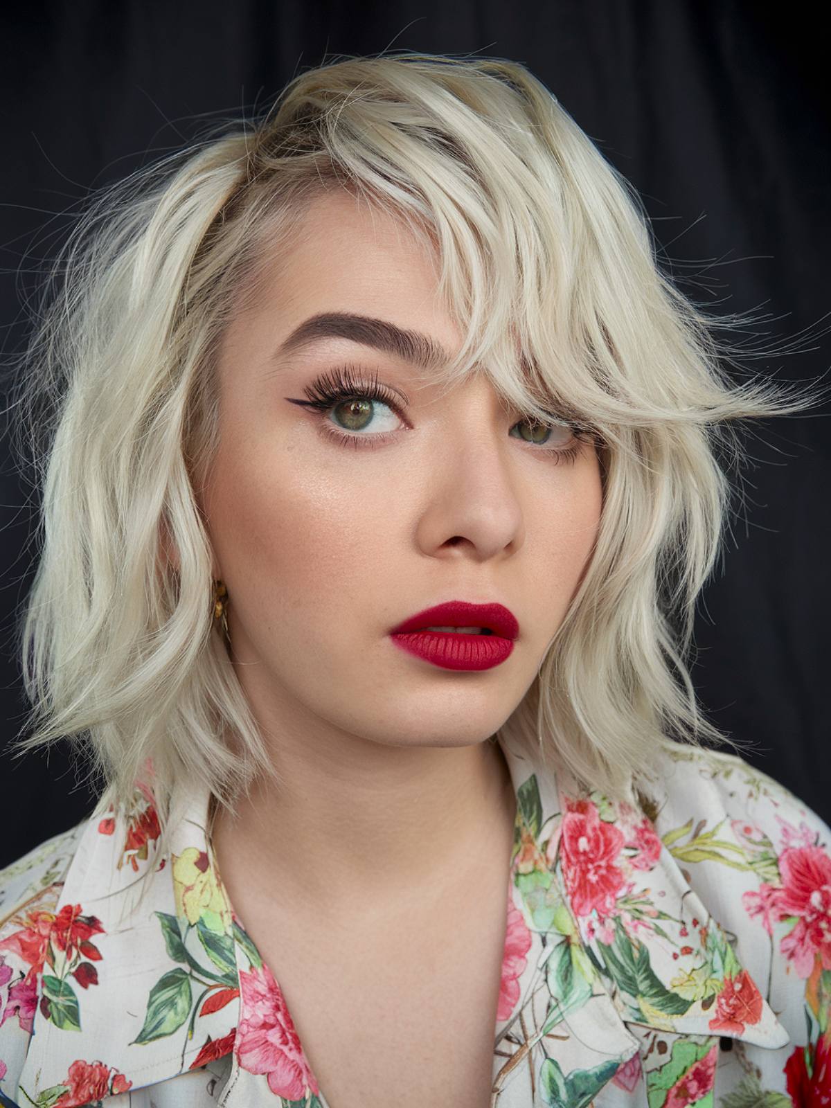 Shaggy bob with textured bangs